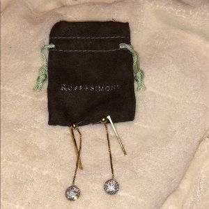 Ross Simons gold and crystal drop earrings